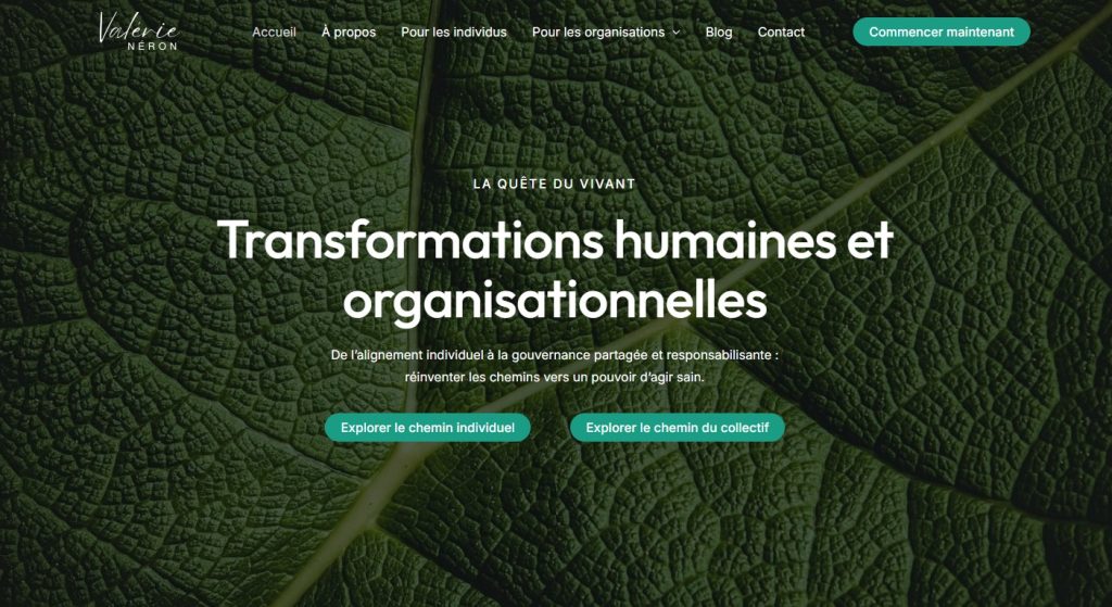 Valérie Page d'accueil du site web de Valérie Néron